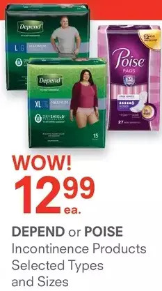 IDA Pharmacy Depend or poise incontinence products offer