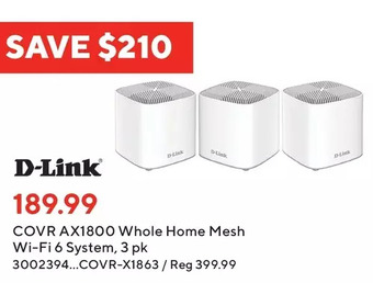 Staples D-link covr ax1800 whole home mesh wi-fi 6 system offer