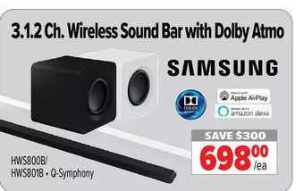 2001 Audio Video Samsung 3.1.2 ch. wireless sound bar with dolby atmo offer