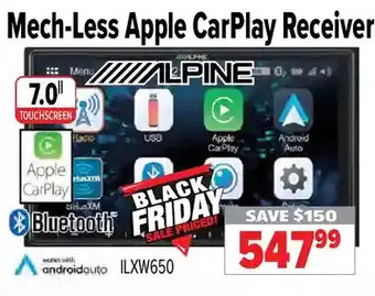 2001 Audio Video Alpine mech-less apple carplay receiver offer