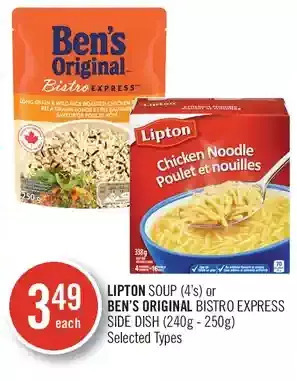 Shoppers Drug Mart Lipton soup or ben's original bistro express side dish offer