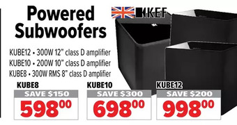 2001 Audio Video Kef powered subwoofers offer