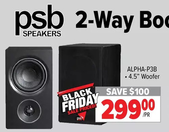 2001 Audio Video Psb 2-way bookshelf speakers offer