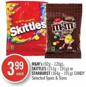 Shoppers Drug Mart M&m's, skittles or starburst candy offer