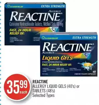 Shoppers Drug Mart Reactine allergy liquid gels or tablets offer