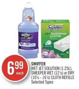 Shoppers Drug Mart Swiffer wet jet solution, sweeper wet or dry cloth refills offer