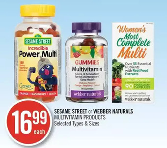 Shoppers Drug Mart Sesame street or webber naturals multivitamin products offer