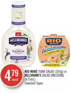 Shoppers Drug Mart Rio mare tuna salad or hellmann's salad dressing offer