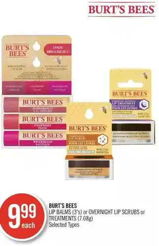 Shoppers Drug Mart Burt's bees lip balms or overnight lip scrubs or treatments offer