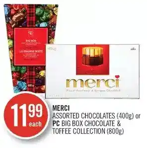Shoppers Drug Mart Merci assorted chocolates or pc big box chocolate & toffee collection offer