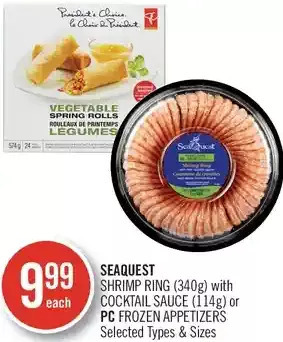 Shoppers Drug Mart Seaquest shrimp ring with cocktail sauce or pc frozen appetizers offer