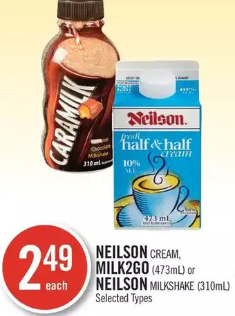 Shoppers Drug Mart Neilson cream, milk2go or neilson milkshake offer