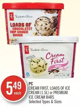 Shoppers Drug Mart Pc cream first, loads of ice cream or premium ice cream bars offer