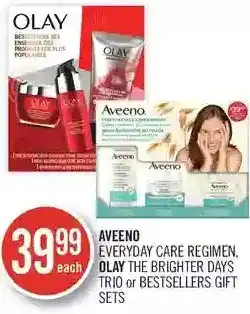 Shoppers Drug Mart Aveeno everyday care regimen, olay the brighter days trio ro bestsellers gift sets offer