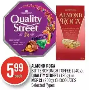 Almond roca buttercrunch toffee, quality street or merci chocolates