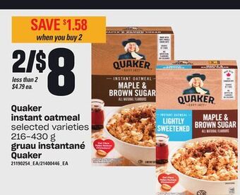 Independent City Market Quaker instant oatmeal, 216-430 g offer