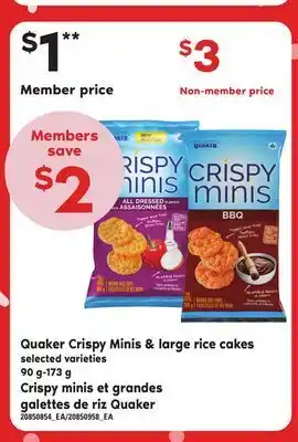 Independent City Market Quaker crispy minis & large rice cakes, 90 g-173 g offer