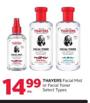 Rexall Thayers facial mist or facial toner offer
