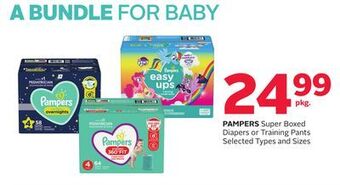 Rexall Pampers super boxed diapers or training pants offer