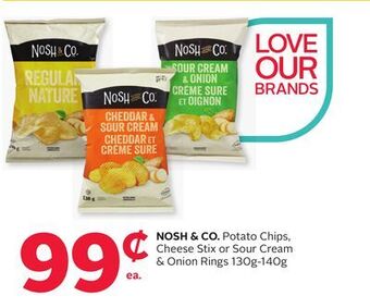 Rexall Nosh & co. potato chips, cheese stix or sour cream & onion rings offer
