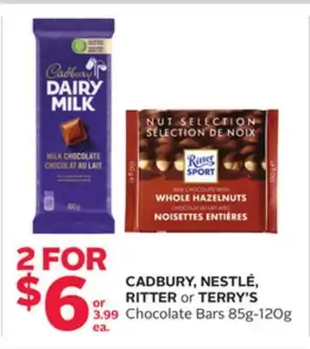 Rexall Cadbury, nestlé, ritter or terry's chocolate bars 85g-120g offer