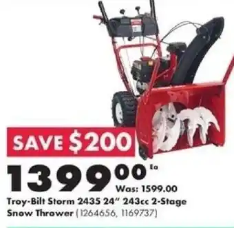 Kent Troy-Bilt Storm 2435 24" 243cc 2-Stage Snow Thrower offer
