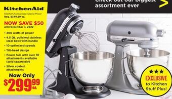 Kitchen Stuff Plus Kitchenaid deluxe stand mixer offer