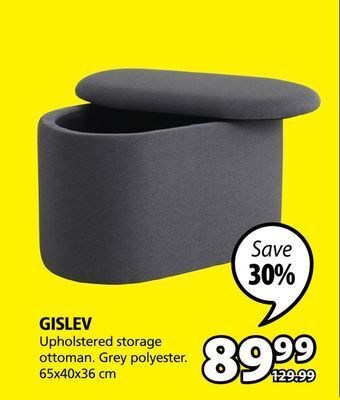 JYSK Gislev upholstered storage ottoman offer