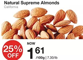 Natural supreme almonds