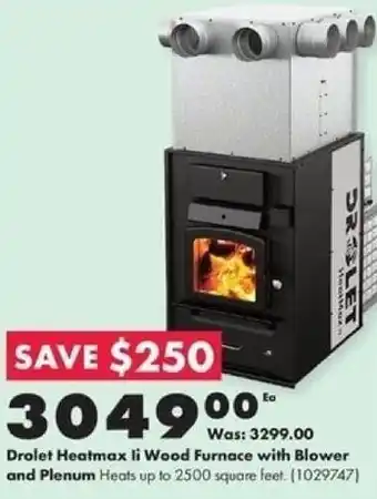 Drolet Heatmax Ii Wood Furnace with Blower and Plenum