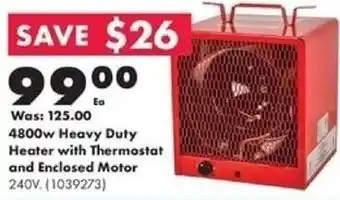 Kent 4800w Heavy Duty Heater with Thermostat and Enclosed Motor offer