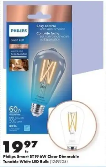 Kent Philips Smart ST19 6W Clear Dimmable Tunable White Led Bulb offer