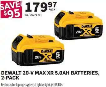 Co-op DeWalt 20-V Max Xr. 5.0AH Batteries, 2-Pack offer
