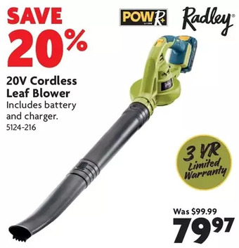Home Hardware 20v cordless leaf blower offer