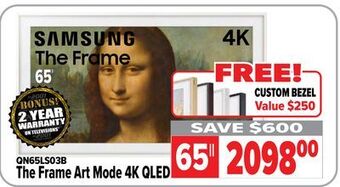 2001 Audio Video Samsung 65" the frame art mode 4k qled offer
