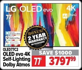 2001 Audio Video Lg 77" oled evo 4k self-lighting dolby atmos offer