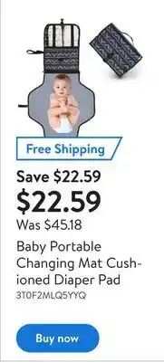 Walmart Baby portable changing mat cushioned diaper pad offer