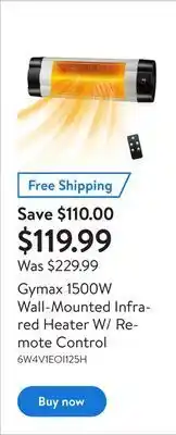 Walmart Gymax 1500w wall-mounted infrared heater w/ remote control offer