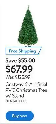 Walmart Costway 6' artificial pvc christmas tree w/ stand offer