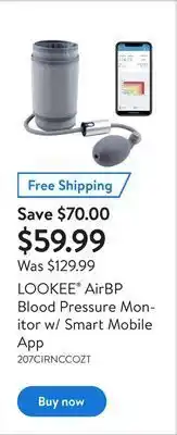 Walmart Lookee® airbp blood pressure monitor w/ smart mobile app offer