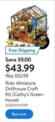 Walmart Rokr miniature dollhouse craft kit (cathy's greenhouse) offer