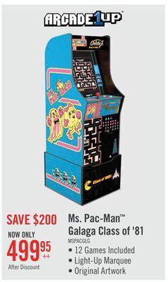 The Brick Arcade1up ms. pac-man™/galaga class of '81 arcade cabinet with riser offer