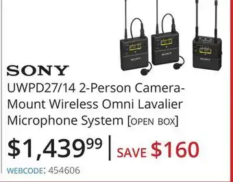 Vistek Sony 2-person camera-mount wireless omni lavalier microphone system offer