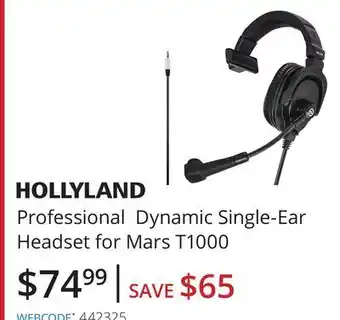Vistek Hollyland professional dynamic single-ear headset for mars t1000 offer