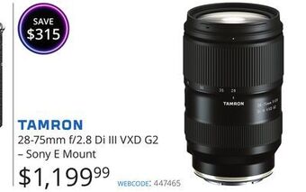 Vistek Tamron 28-75mm f/2.8 di iii vxd g2 – sony e mount offer