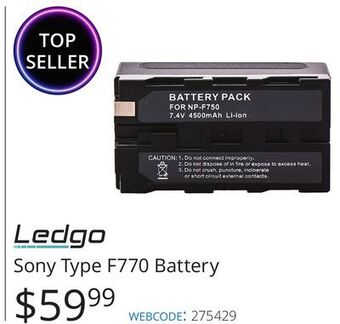 Vistek Ledgo sony type f770 battery offer