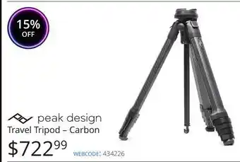 Vistek Peak design travel tripod – carbon offer