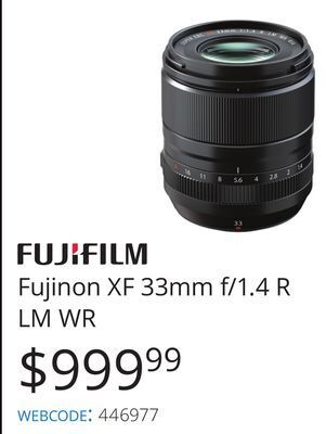 Vistek Fujifilm fujinon xf 33mm f/1.4 r lm wr offer