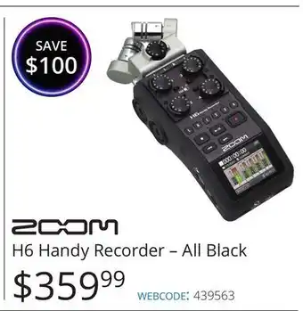 Vistek Zoom h6 handy recorder – all black offer