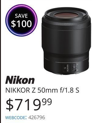 Vistek Nikkor z 50mm f/1.8 s offer